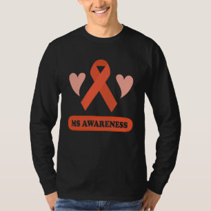 Multiple Sclerosis Orange Ribbon Men Women MS Awar T-Shirt