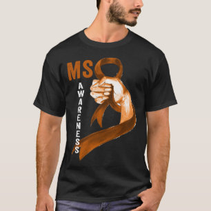 Multiple Sclerosis Orange Ribbon Men Women MS Awar T-Shirt