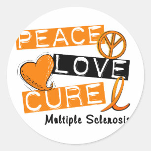 Multiple Sclerosis PEACE LOVE CURE 1 Classic Round Sticker