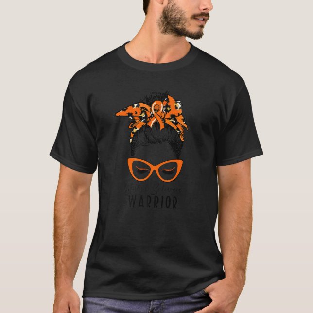 Multiple Sclerosis Warrior Leopard Messy Bun Ms Wa T-Shirt (Front)