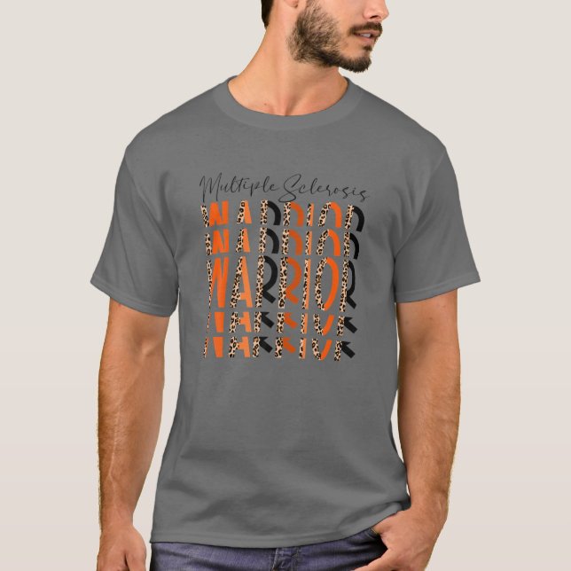 Multiple Sclerosis Warrior Leopard MS Warrior Figh T-Shirt (Front)