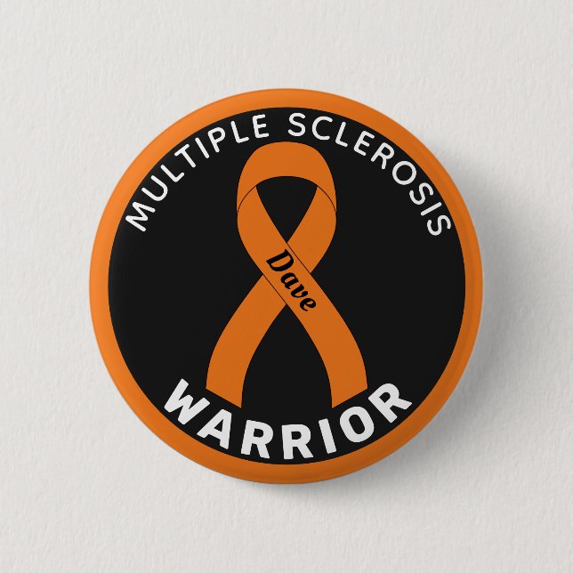 Multiple Sclerosis Warrior Ribbon Black Button (Front)