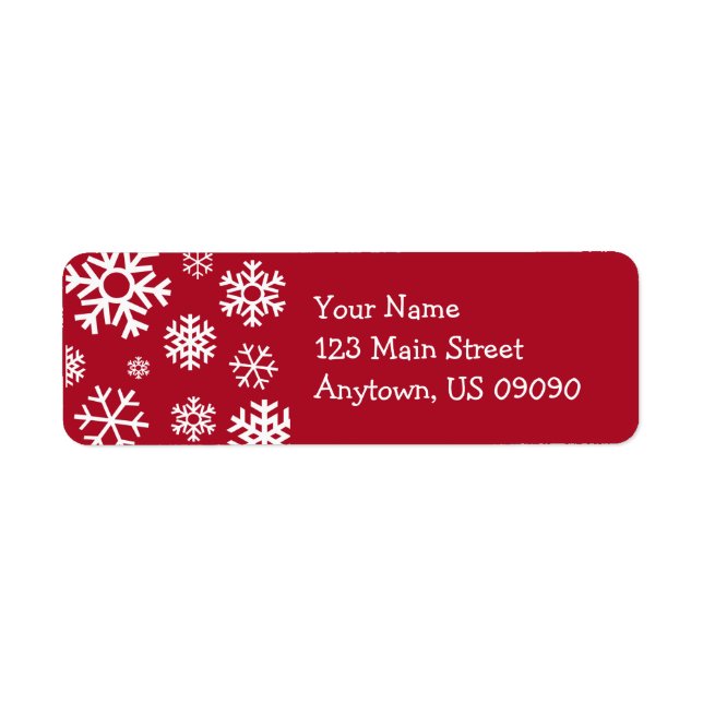 Multiple Snowflakes Address Label (Burgandy) (Front)