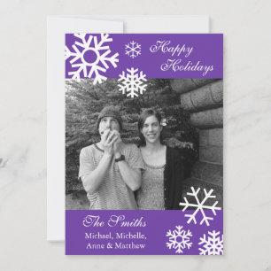 Multiple Snowflakes Christmas Photo Card (Purple)