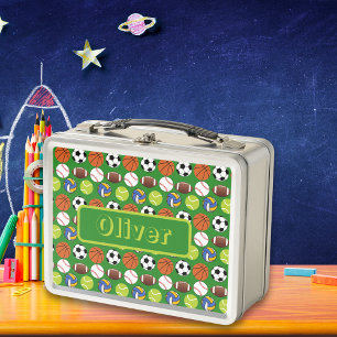 Multiple Sport balls  personalised name Metal Lunch Box