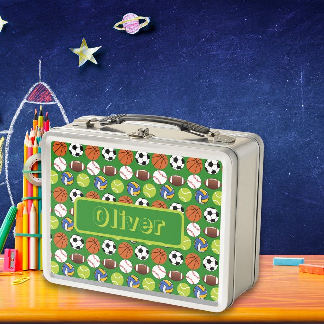 Multiple Sport balls  personalised name Metal Lunch Box (Multiple Sport balls personalized name Metal Lunch Box)