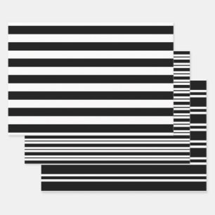 Multiple Stripe Patterns DIY Colours White Black Wrapping Paper Sheet