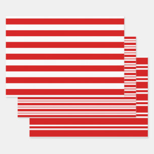 Multiple Stripe Patterns DIY Colours White Red Wrapping Paper Sheet
