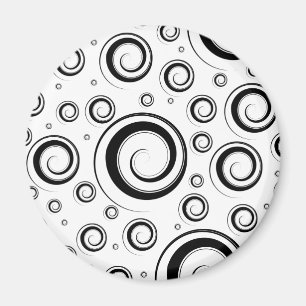 Multiple Swirls Black and White Magnet