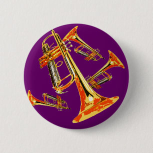 Multiple Trumpets 6 Cm Round Badge