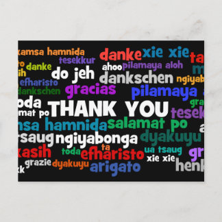 Multiple Ways to Say Thank You in Many Languages Postcard