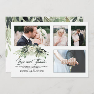 Multiple Wedding Photos   Greenery Thank You Card