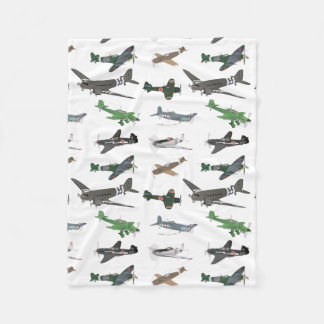 Multiple WW2 Airplanes Pattern Fleece Blanket