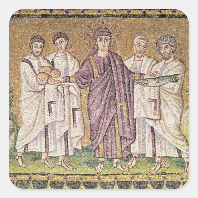 Multiplication of the Bread and Fishes Square Sticker (Front)