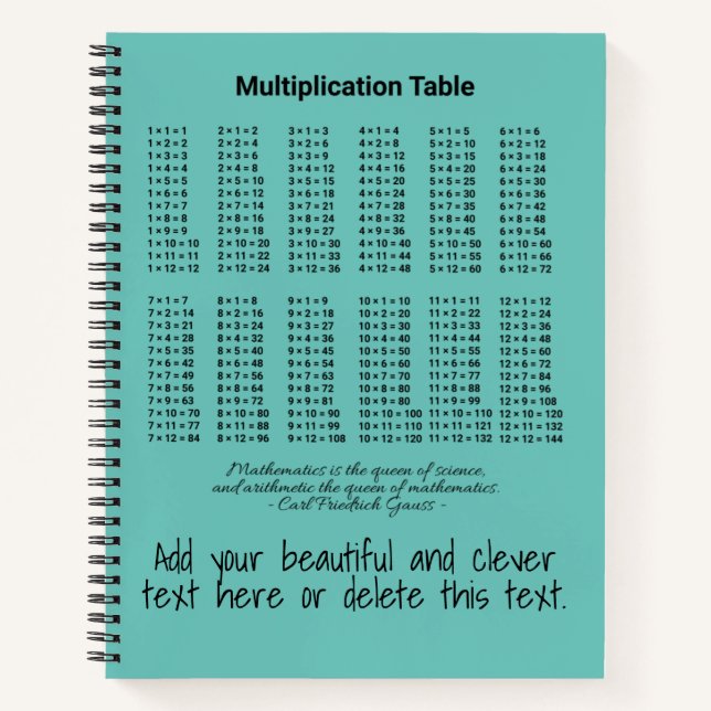 Multiplication Table Notebook (Front)