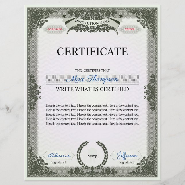 Multipurpose Certificate (Front)