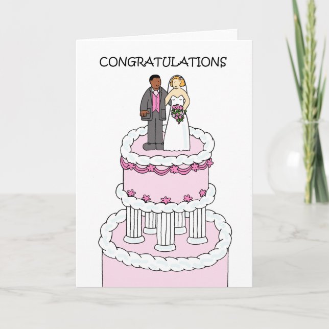 Multiracial Couple Wedding Congratulations. Card (Front)