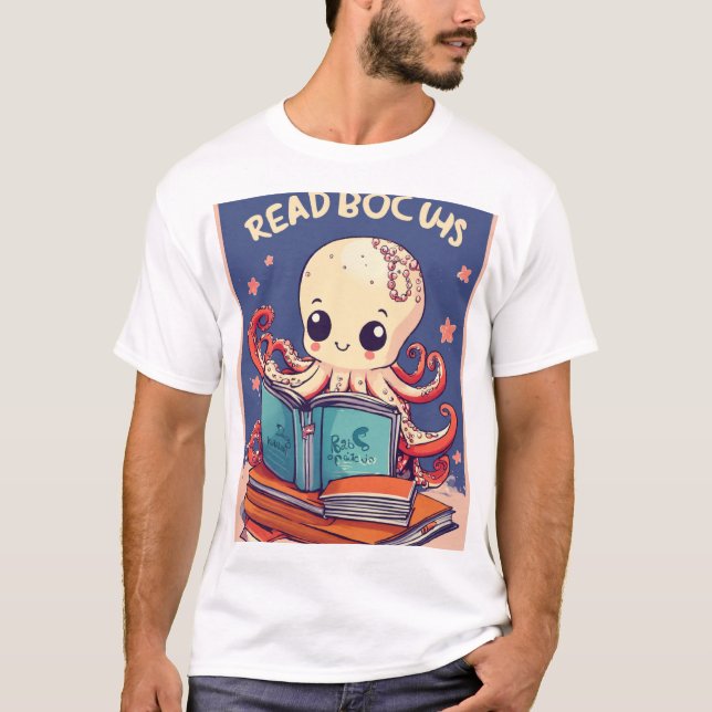 Multitasking Octopus: A Whimsical, Animated Sticke T-Shirt (Front)