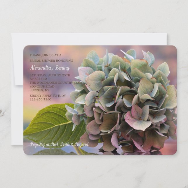 Multitoned Hydrangea Invitation (Front)