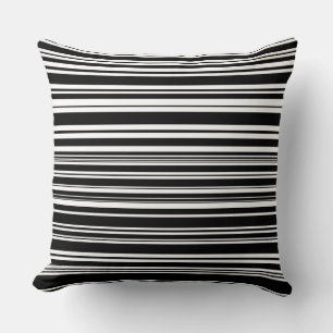 Multitudes of Uneven Black and White Stripes Cushion