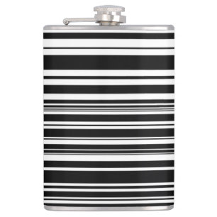 Multitudes of Uneven Black and White Stripes Hip Flask