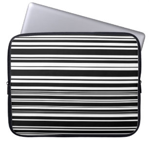 Multitudes of Uneven Black and White Stripes Laptop Sleeve