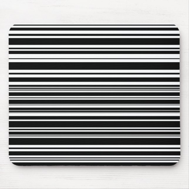 Multitudes of Uneven Black and White Stripes Mouse Pad (Front)