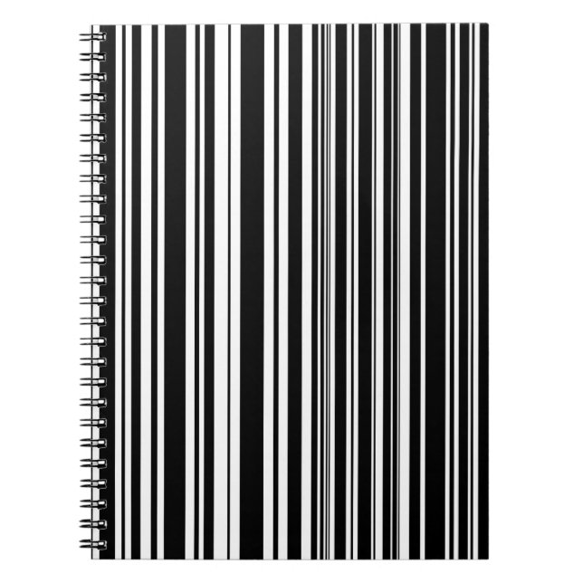 Multitudes of Uneven Black and White Stripes Spiral Notebook (Front)