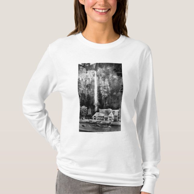 Multnomah Falls and Lodge Photograph T-Shirt (Front)