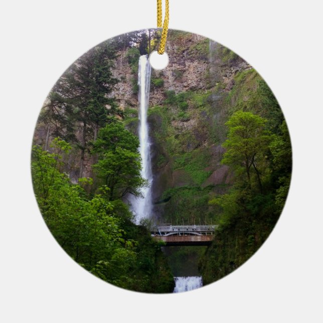 Multnomah Falls Bridge Repair, OR Ceramic Tree Decoration (Front)