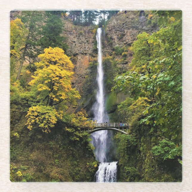 Multnomah Falls, Columbia River Gorge, Oregon Glass Coaster (Front)