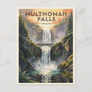 Multnomah Falls Oregon Vintage Travel Postcard