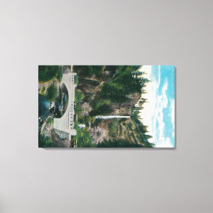 Multnomah Falls with Benson and Highway Bridges Canvas Print