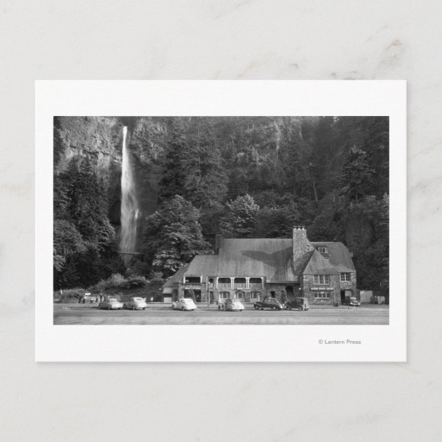 Multnomah Lodge and Falls Photograph Postcard (Front)