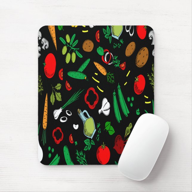 Multycolor Vegetable Pattern   Mouse Pad (With Mouse)