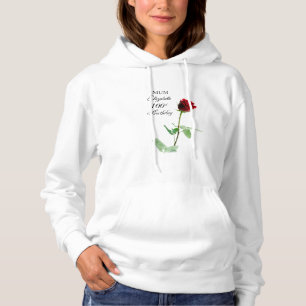 Mum 100th Birthday Red Rose Flower Personalised Hoodie