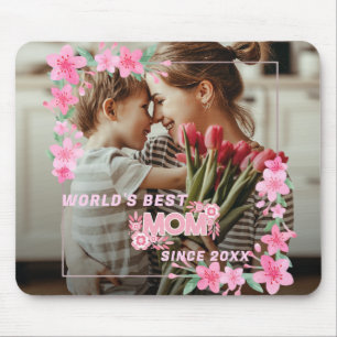 Mum 1 photo modern elegant pink girly mothers day  mouse pad