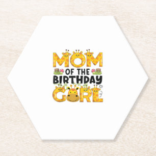 Mum 1st Birthday Girl Giraffe Theme Party Zoo Safa Paper Coaster