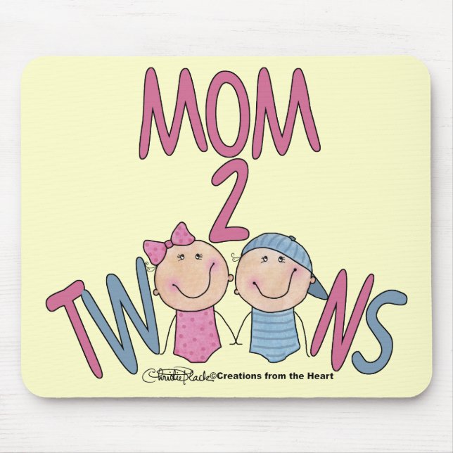 Mum 2 Twins Boy and Girl Mouse Pad (Front)
