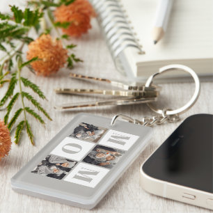 Mum 3 Photo Collage Grey Key Ring