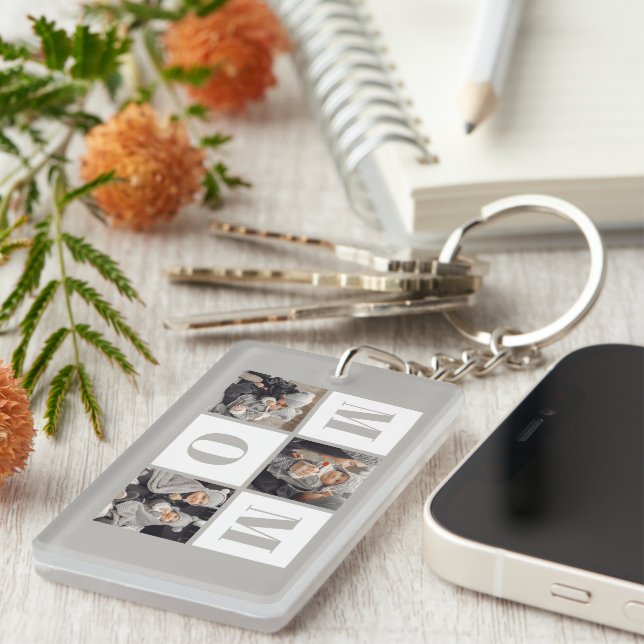 Mum 3 Photo Collage Grey Key Ring (Front Right)