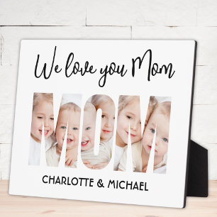 Mum 3 Photos Cutout Letters Plaque