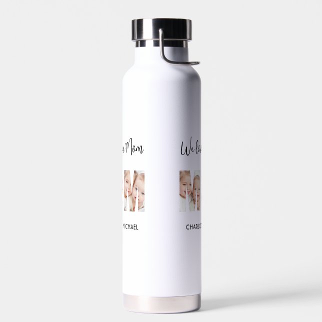 Mum 3 Photos Cutout Letters Water Bottle (Left)