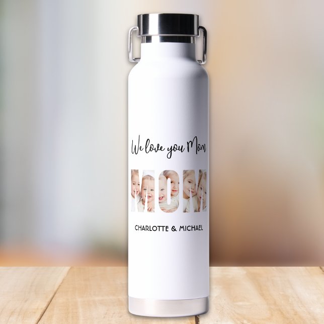 Mum 3 Photos Cutout Letters Water Bottle (Creator Uploaded)