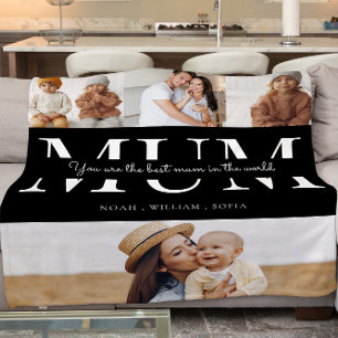mum 4 photo collage personalised fleece blanket