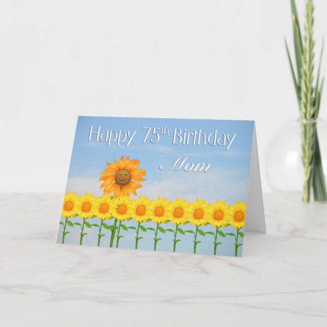 Mum, 75th Birthday, Sunflowers Card (Front)