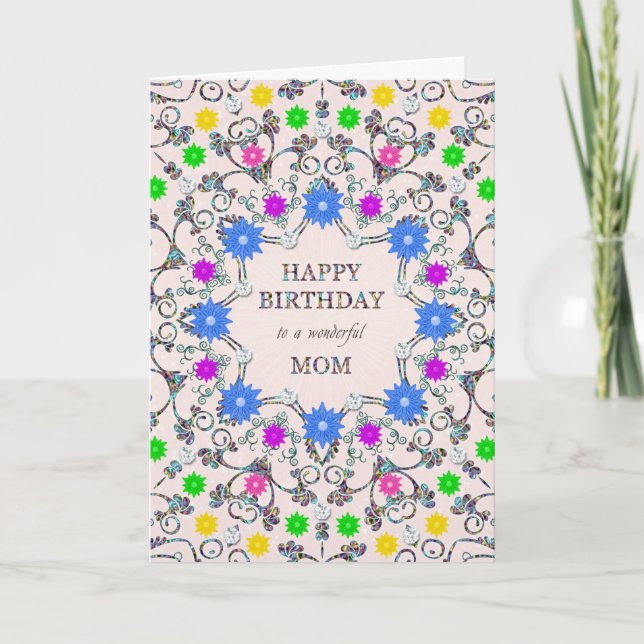 Mum Abstract Flowers Birthday Card (Front)