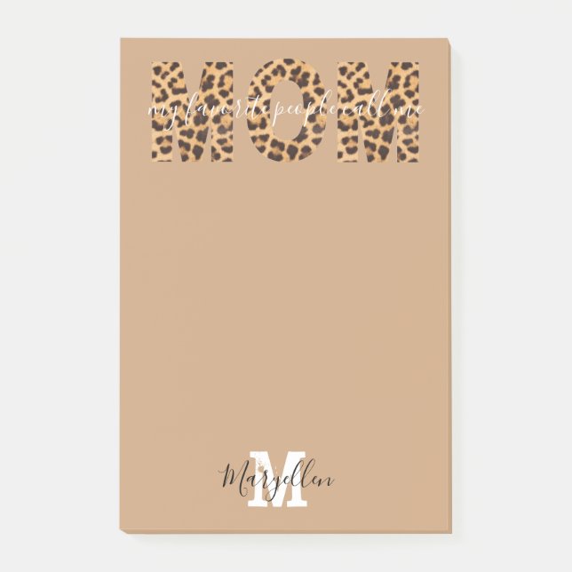 Mum Add Your Name and Monogram Leopard Print  Post-it Notes (Front)