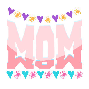 Mum Aesthetic Design Hearts And Flowers T-Shirt
