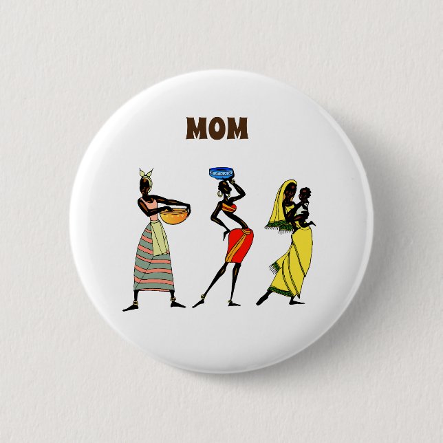 Mum African Print 6 Cm Round Badge (Front)